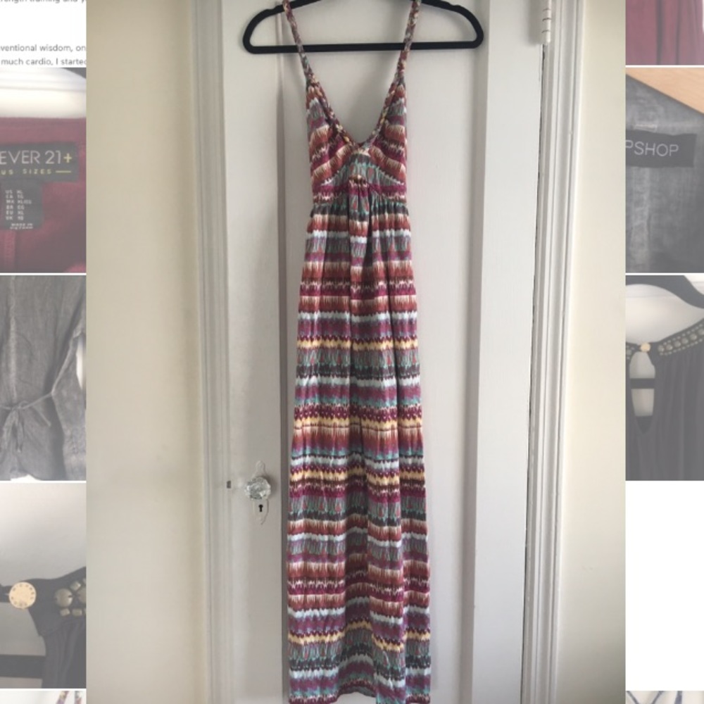 French Boho maxi dress with braided straps